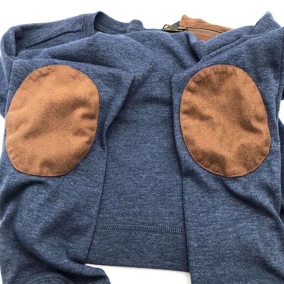 Lauren Ralph Lauren Womens Top Size Small Navy Suede Elbow Patch Zip Shoulder - Picture 5 of 14